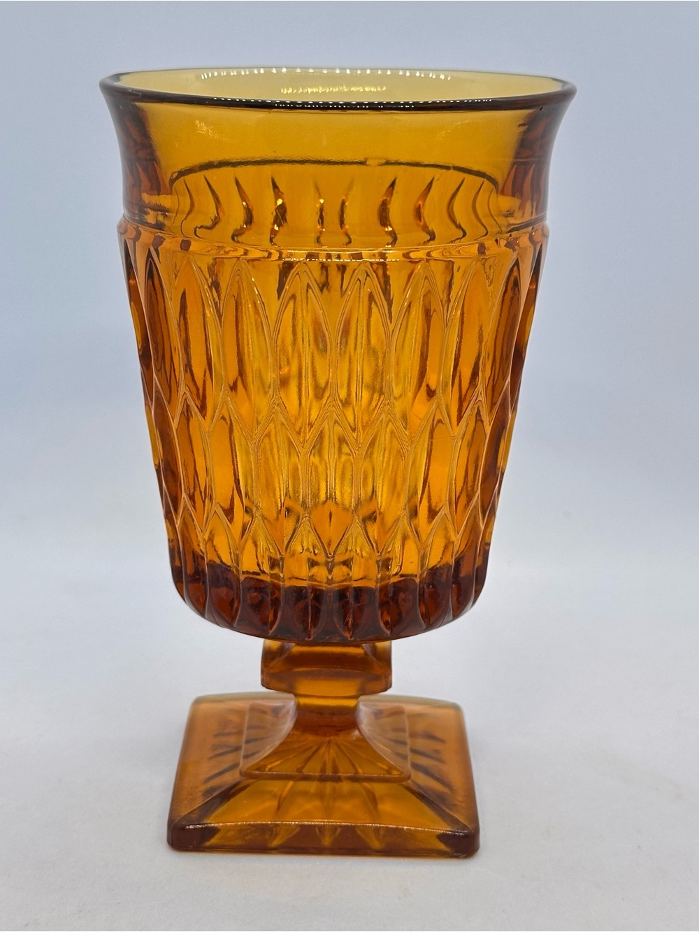 VTG  Indiana Glass Mount Vernon Amber Diamond Point Goblet 6" Replacement Footed